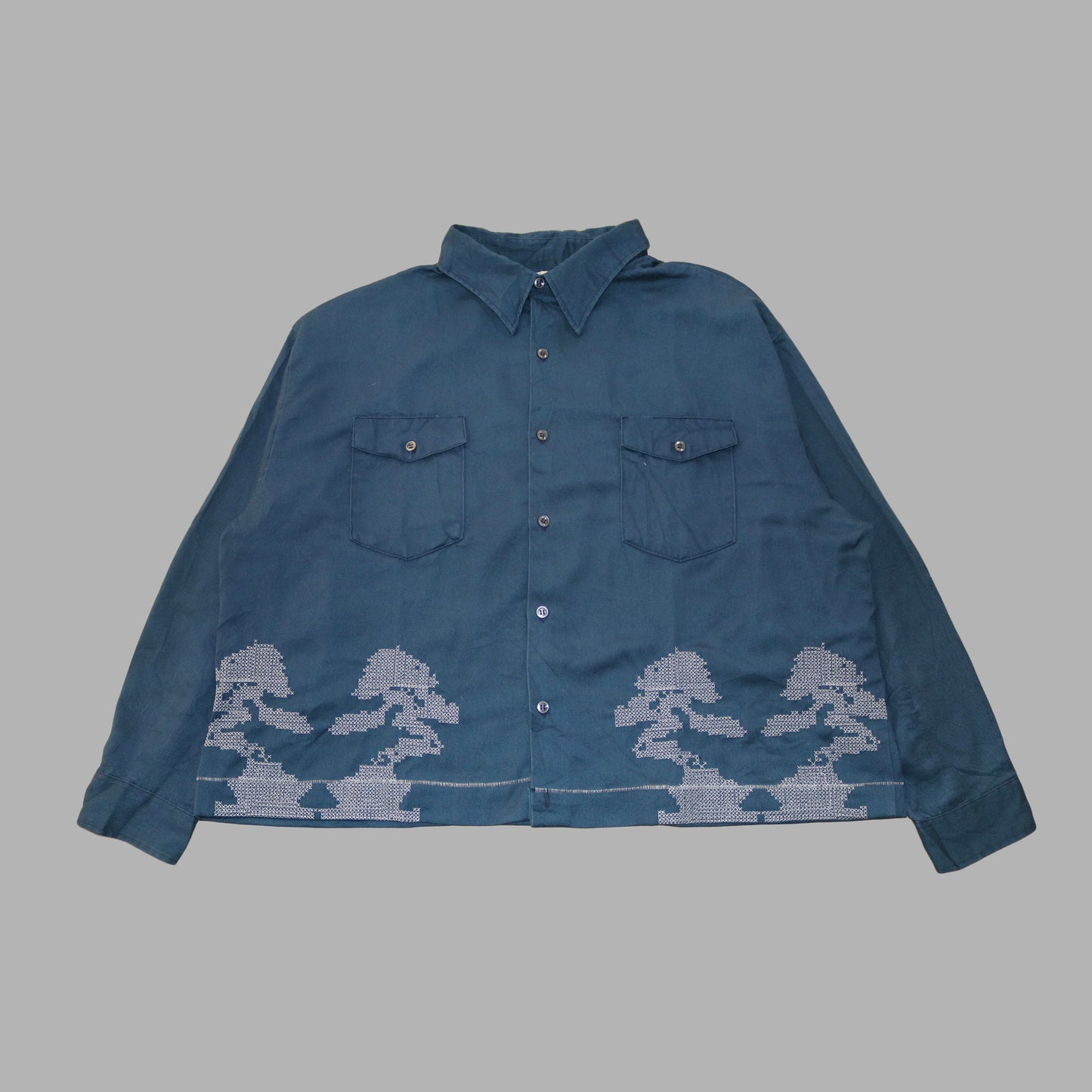 pixel BONSAI shirt blue×white
